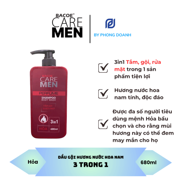 dầu gội hương nước hoa nam 3 trong 1 - Hỏa