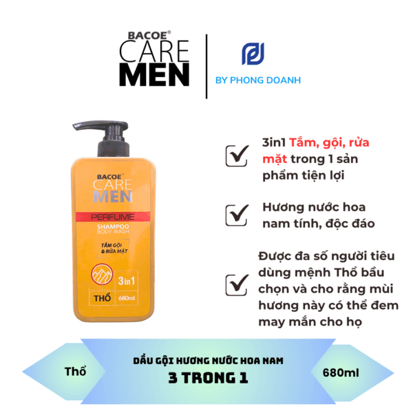 dầu gội hương nước hoa nam 3 trong 1 - Thổ